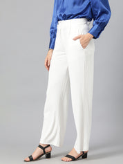 KOTTY Womens Polyester Blend Straight Fit Trousers Bright White
