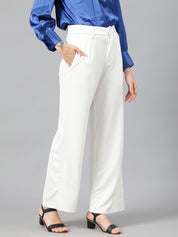 KOTTY Womens Polyester Blend Straight Fit Trousers Bright White