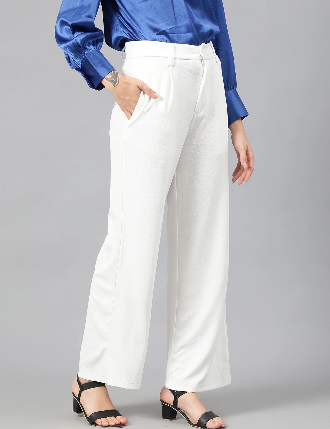 KOTTY Regular Fit Women White Trousers 