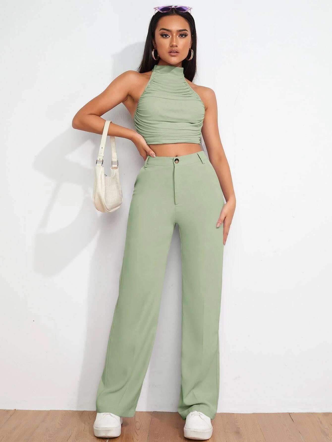 KOTTY Regular Fit Women Light Green Trousers 