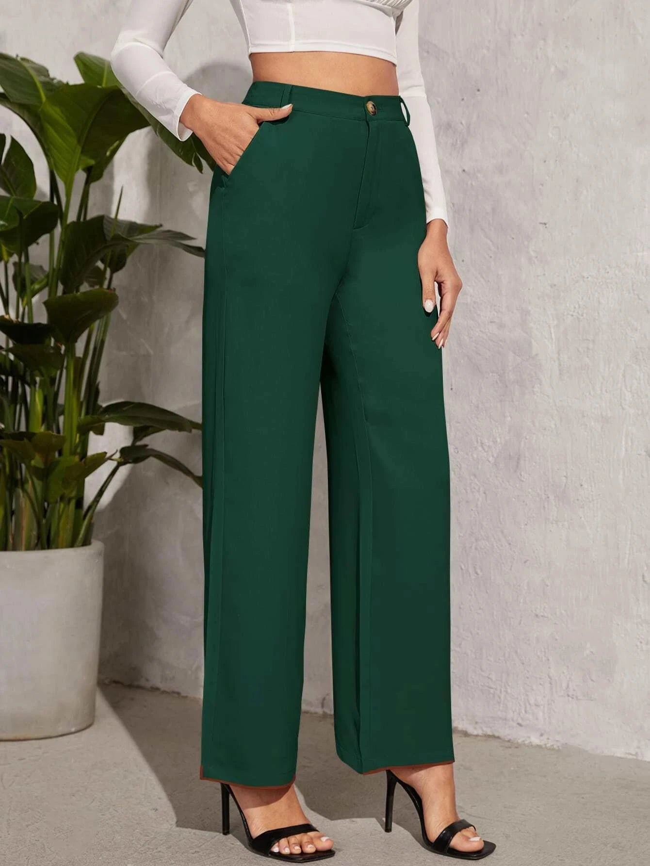KOTTY Regular Fit Women Dark Green Trousers 