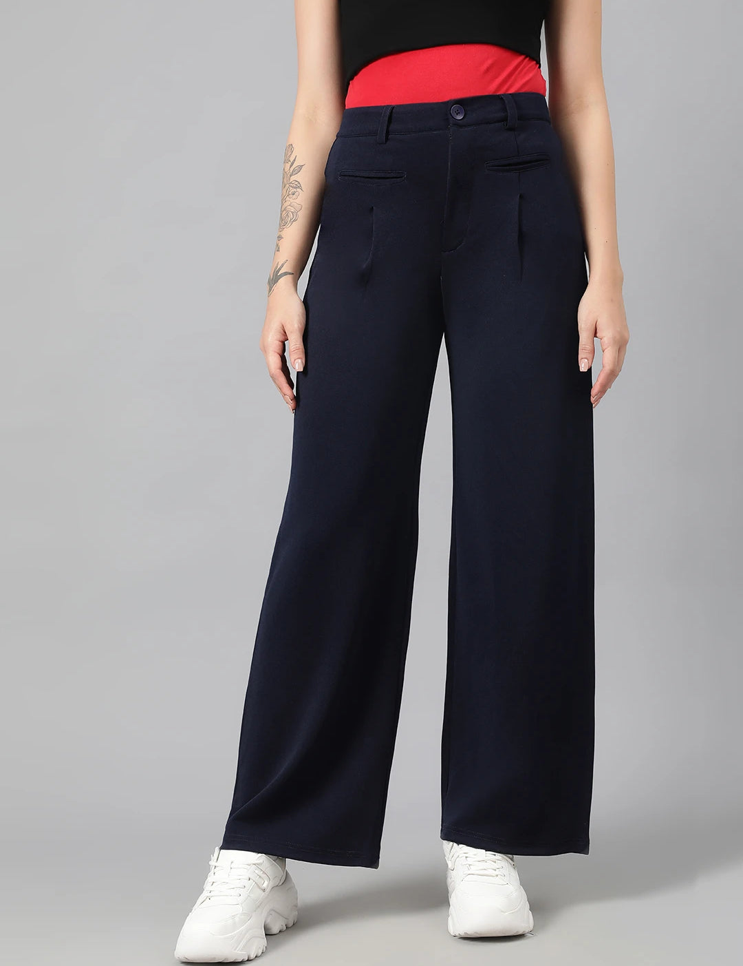 KOTTY Regular Fit Women Dark Blue Trousers 
