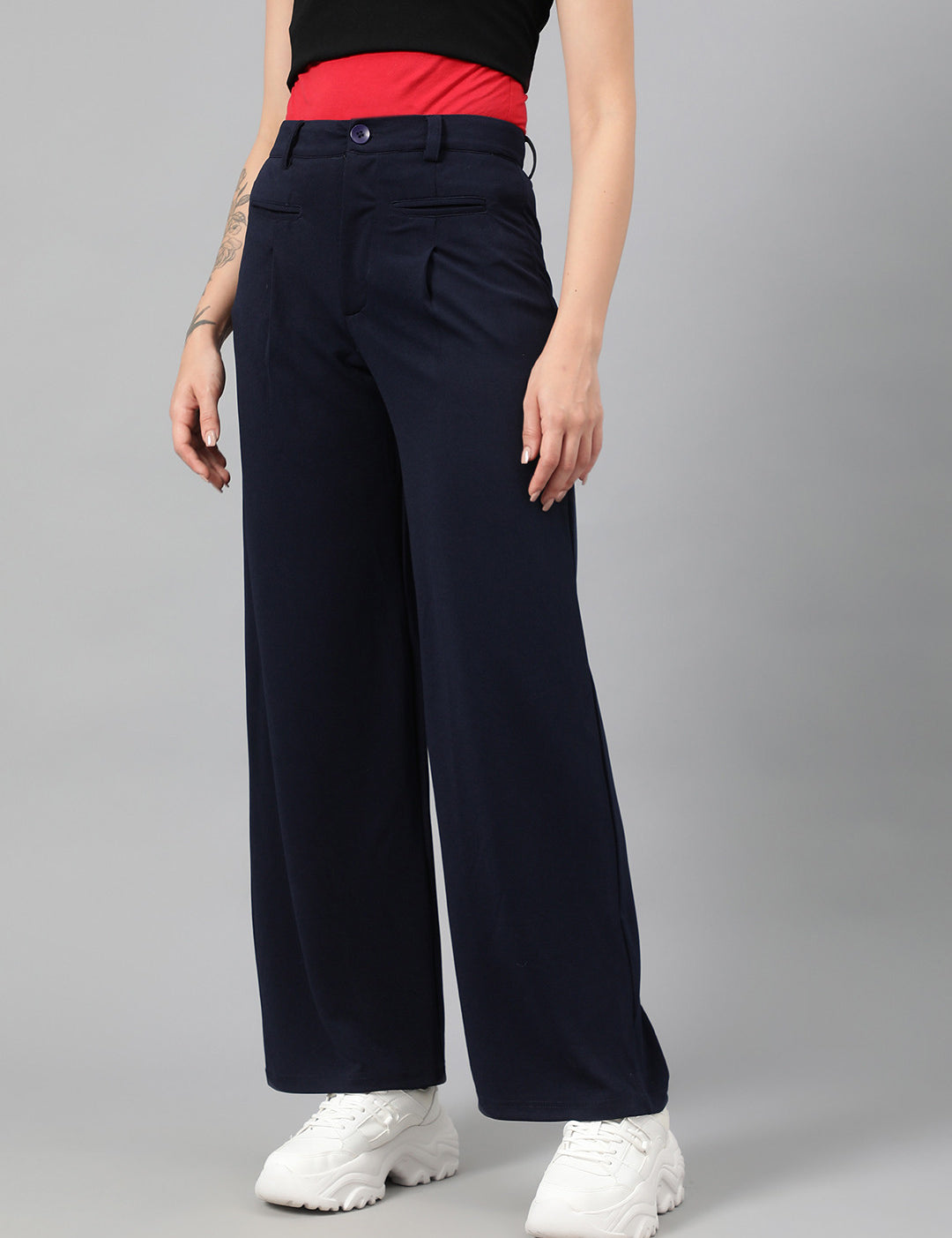 KOTTY Regular Fit Women Dark Blue Trousers 