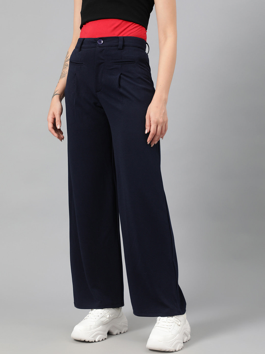 KOTTY Regular Fit Women Dark Blue Trousers 