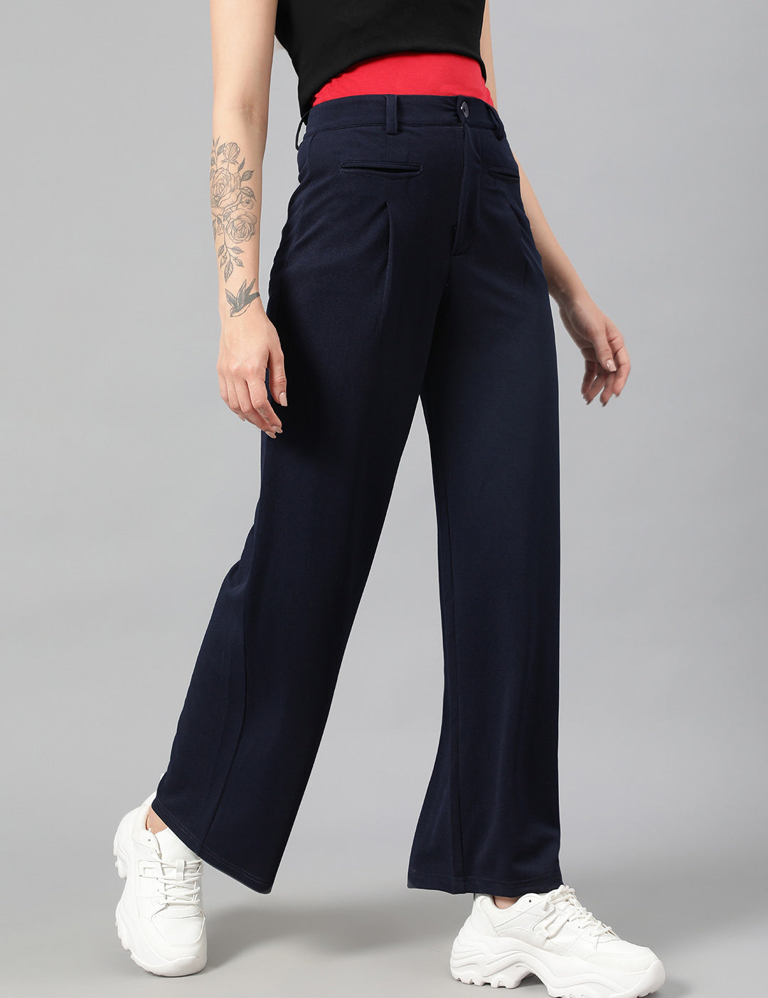 KOTTY Regular Fit Women Dark Blue Trousers 