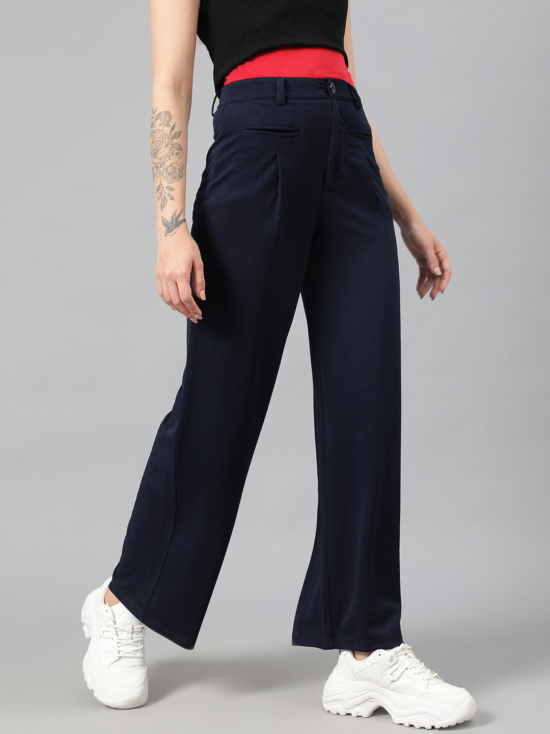 KOTTY Regular Fit Women Dark Blue Trousers 
