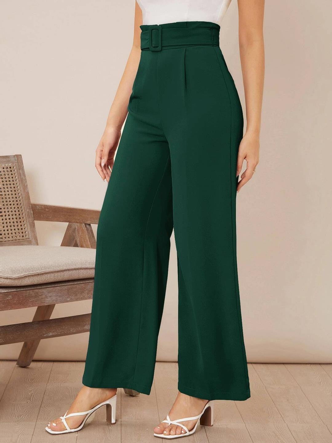 KOTTY Regular Fit Women Dark Green Trousers 