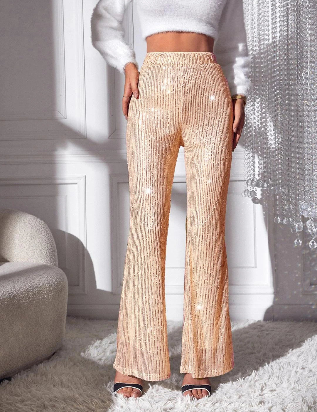 KOTTY Flared Women Beige Trousers 