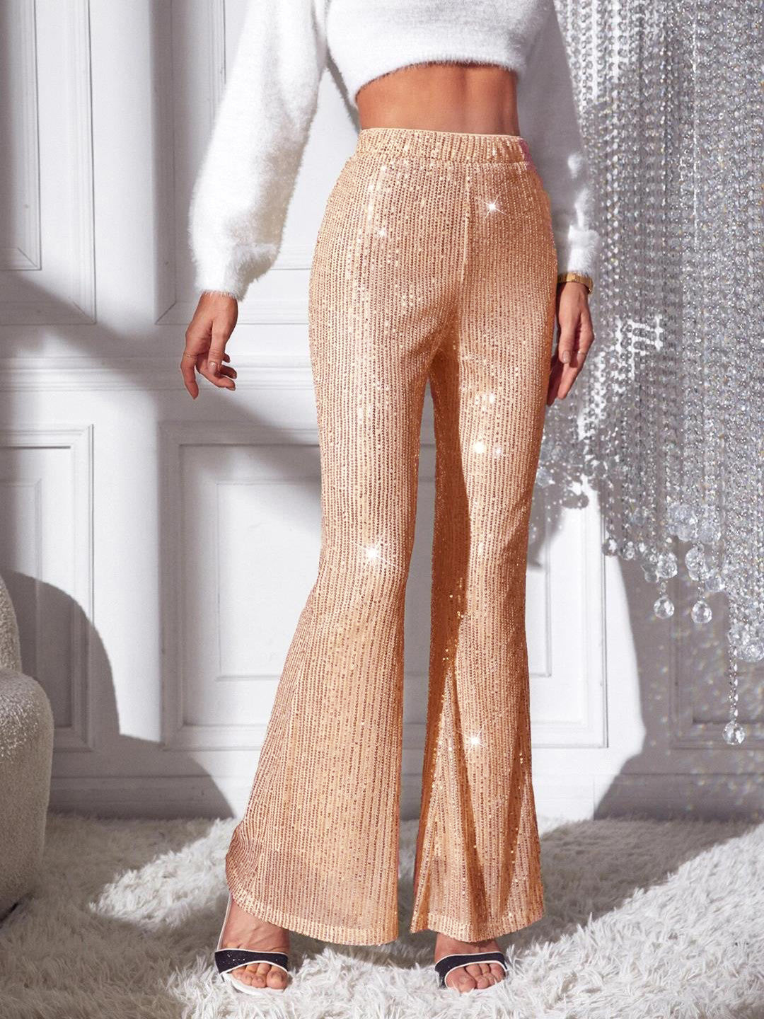 KOTTY Flared Women Beige Trousers 