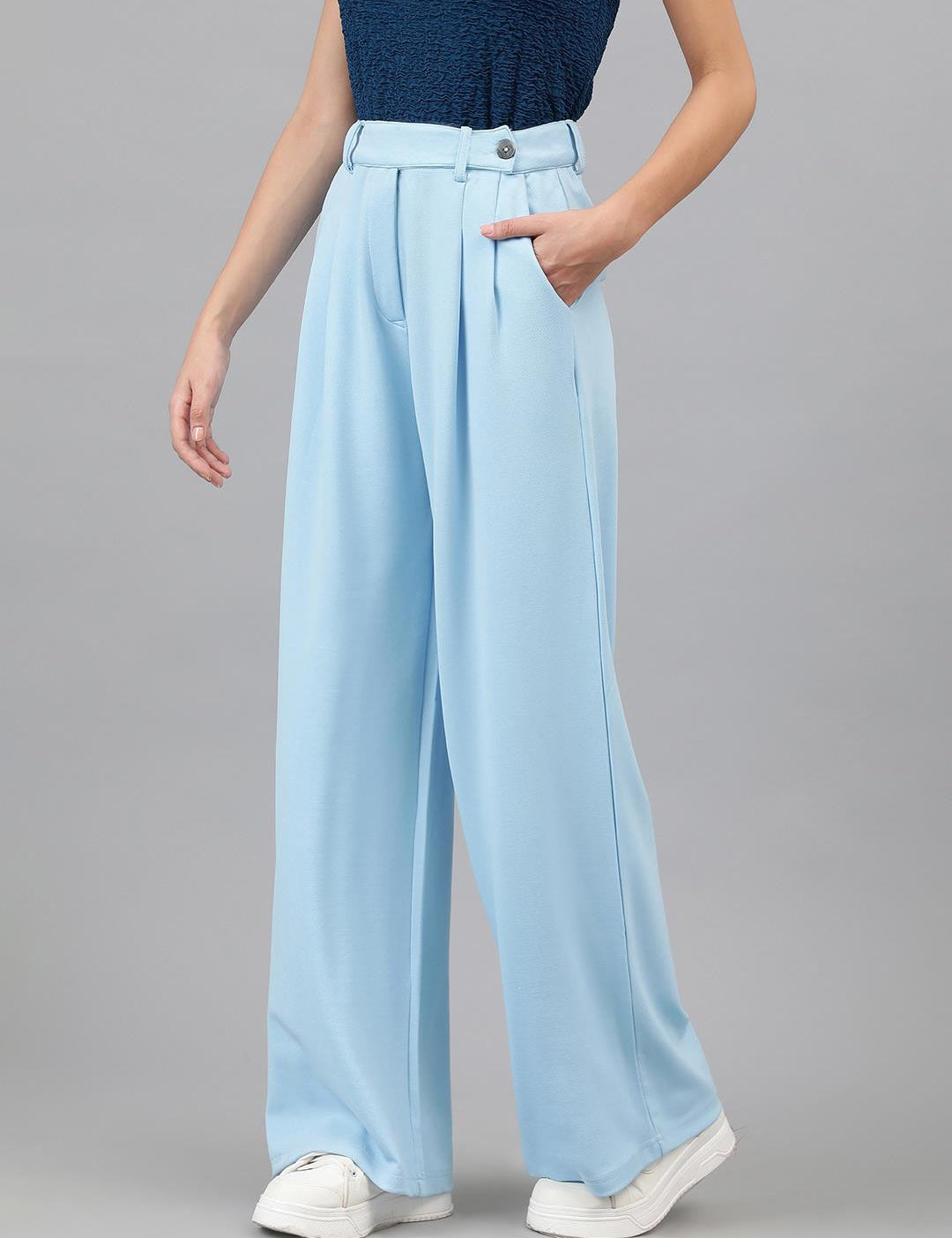 KOTTY Regular Fit Women Light Blue Trousers 