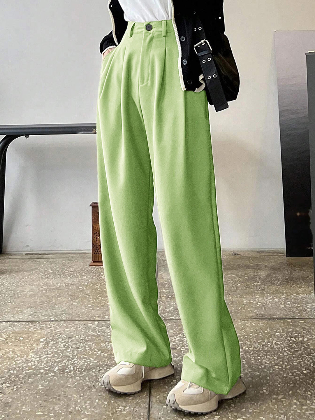 KOTTY Regular Fit Women Solid Trousers Tea Green