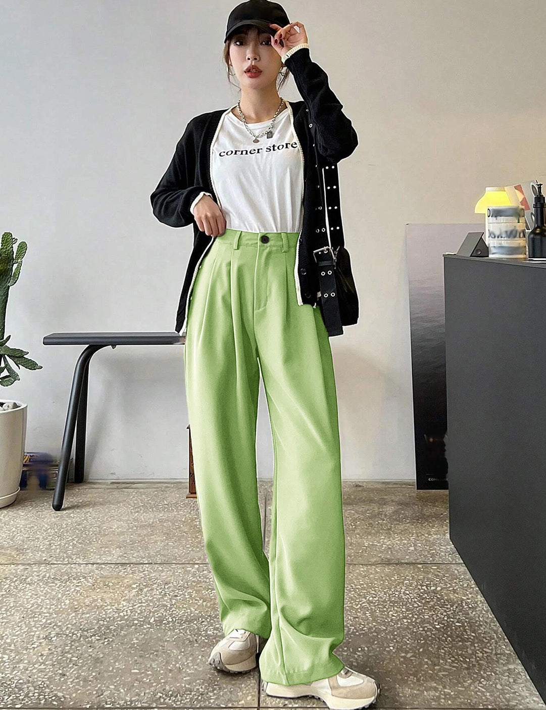 KOTTY Regular Fit Women Solid Trousers Tea Green
