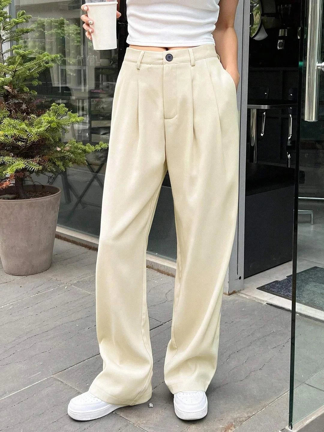 KOTTY Regular Fit Women Beige Trousers 