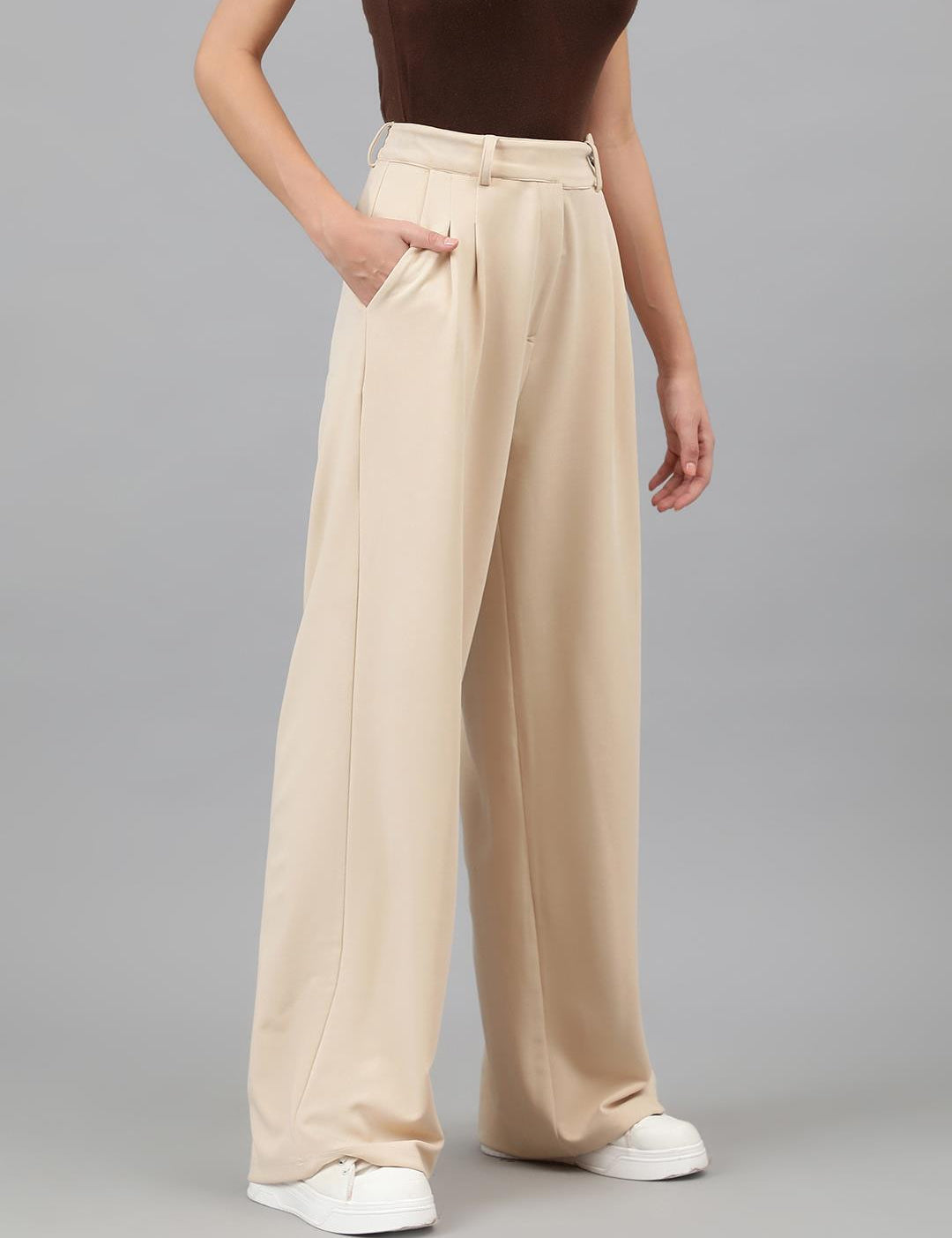 KOTTY Regular Fit Women Beige Trousers 