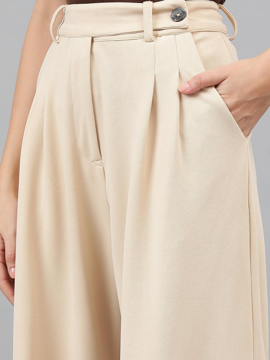 KOTTY Regular Fit Women Beige Trousers 