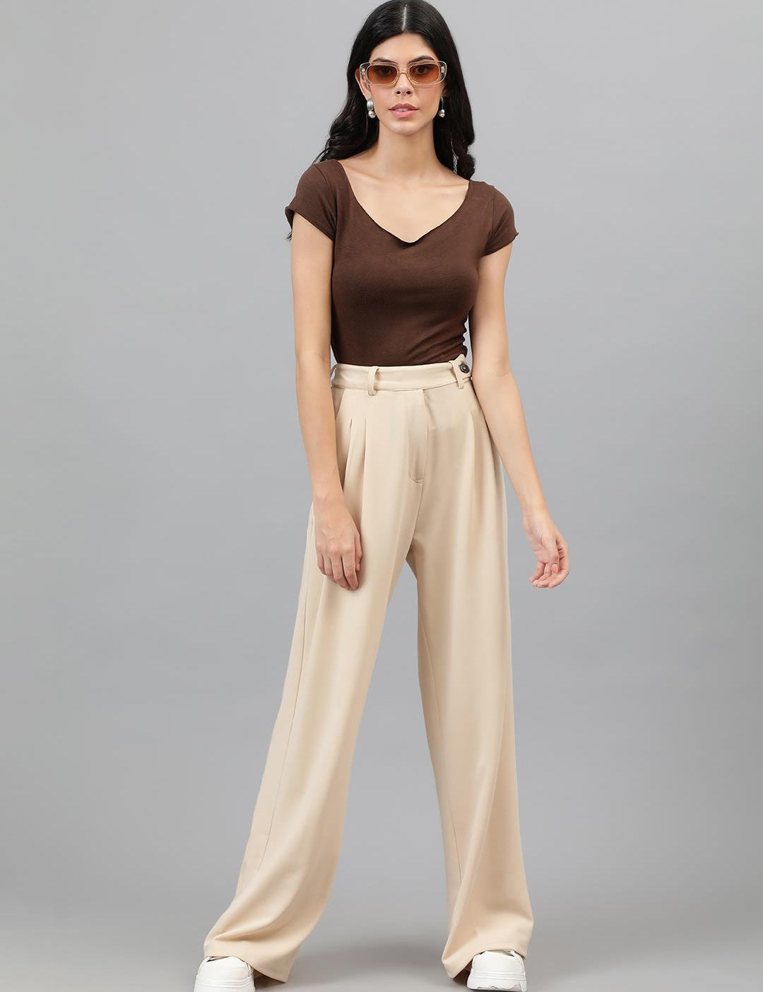 KOTTY Regular Fit Women Beige Trousers 