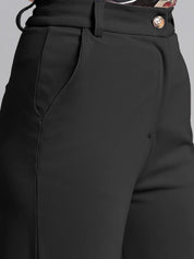 Women's Black High Waist Wide Leg Formal Trousers