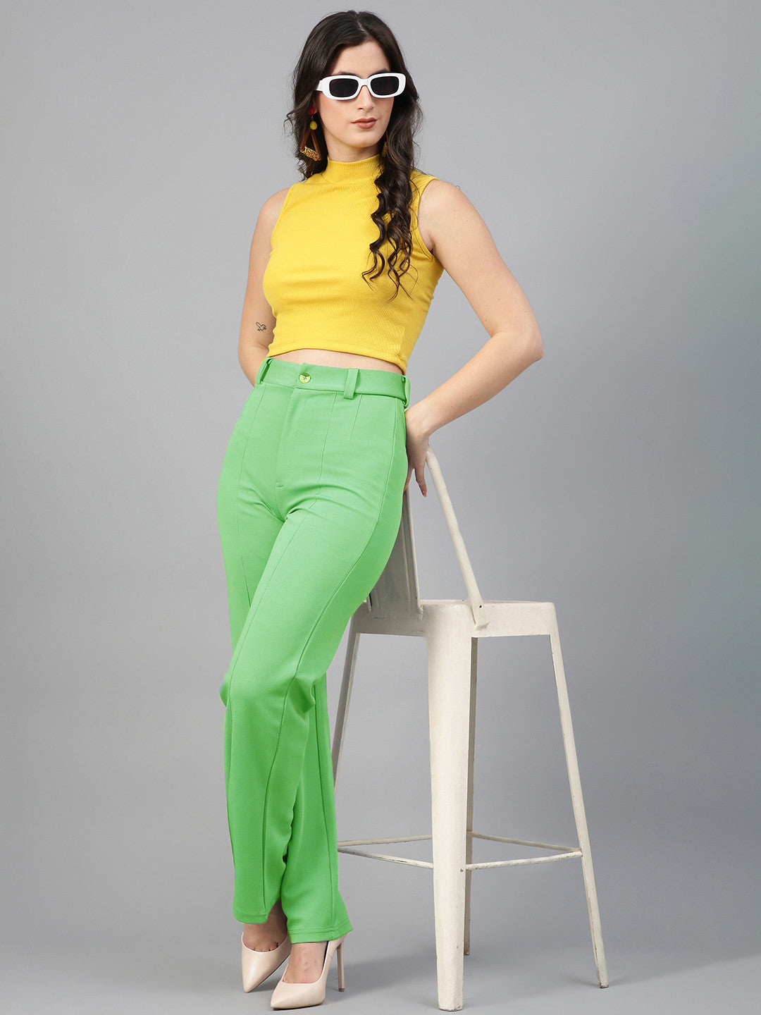 KOTTY Regular Fit Women Light Green Trousers 