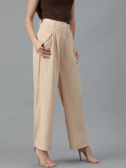 KOTTY Regular Fit Women Beige Trousers 