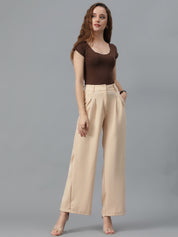 KOTTY Regular Fit Women Beige Trousers 