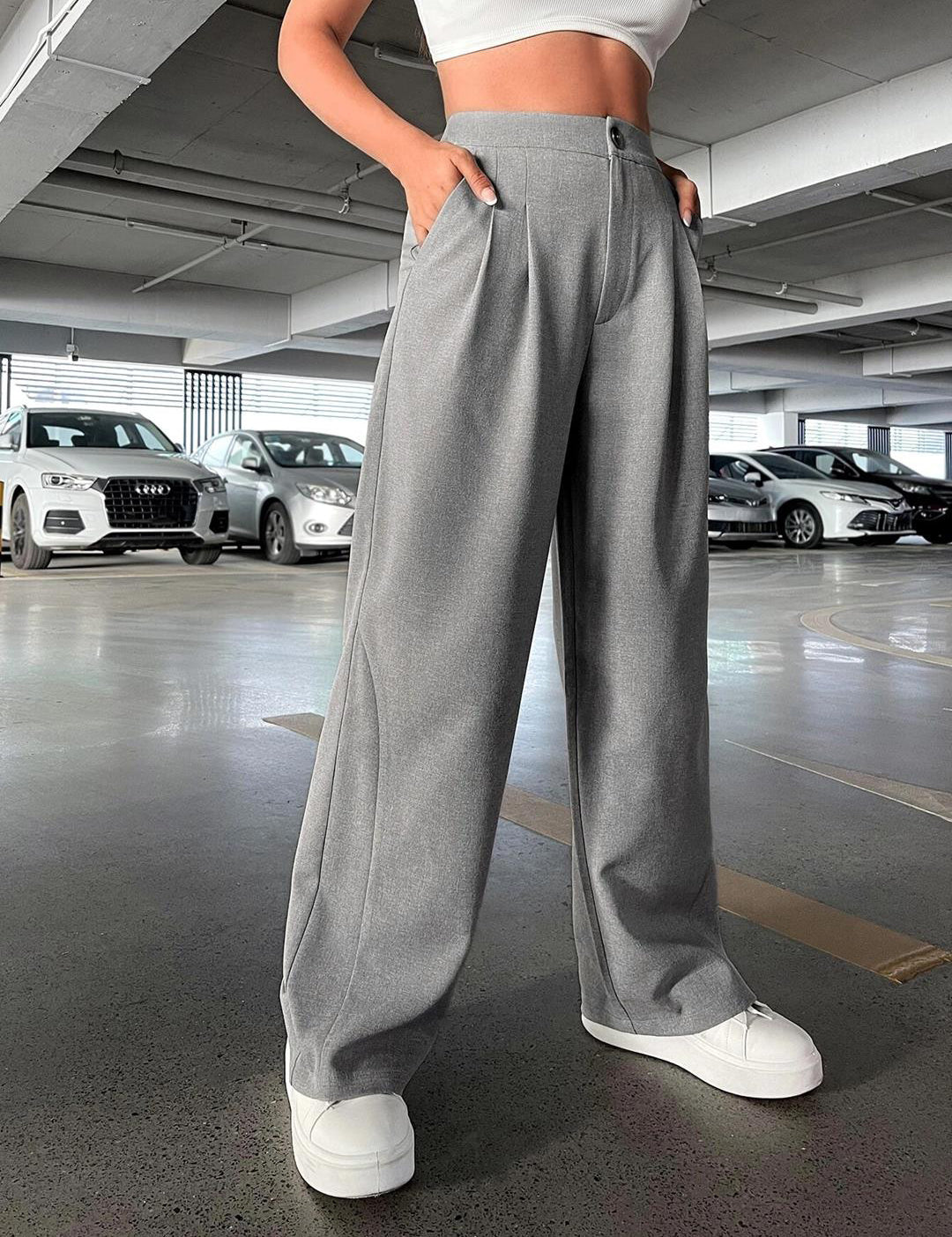 KOTTY Womens Solid Attractive High Rise Pant