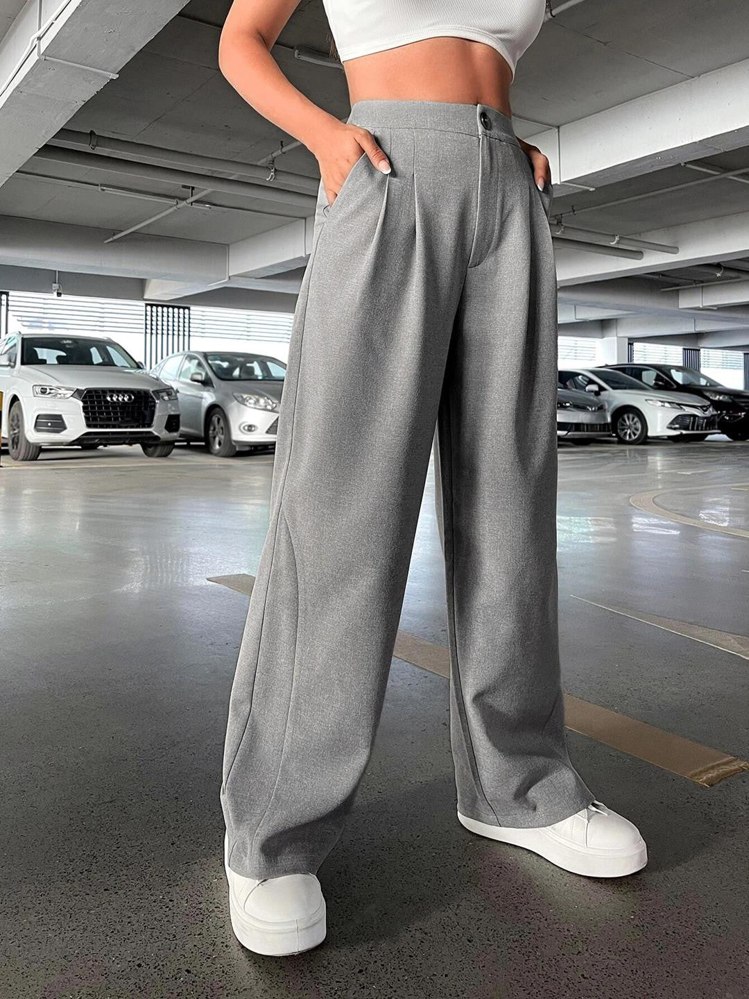 KOTTY Womens Solid Attractive High Rise Pant