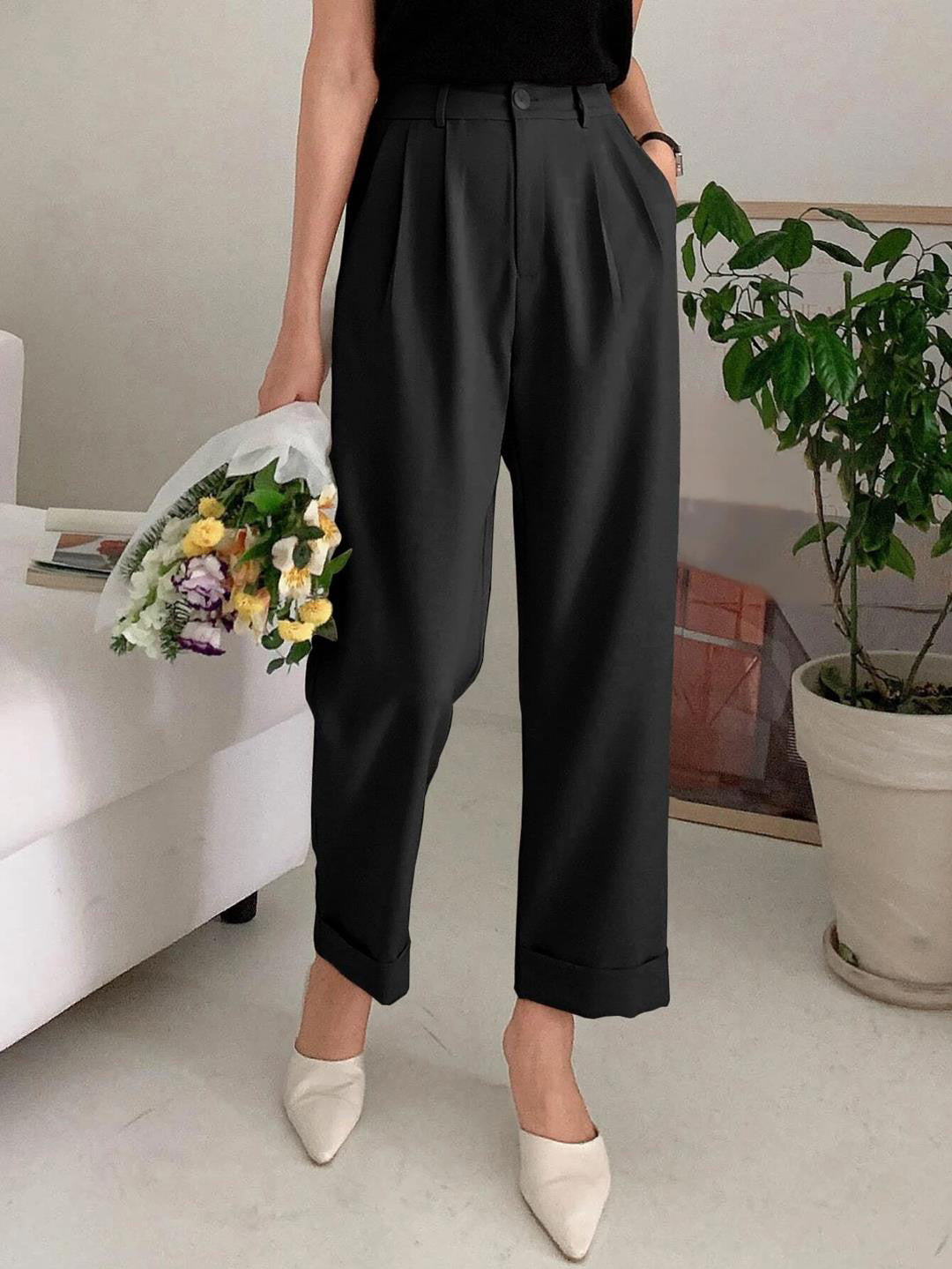 KOTTY Womens Solid Attractive High Rise Pant