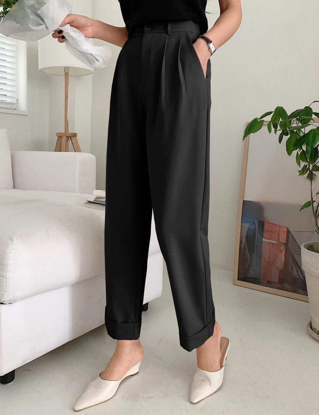 KOTTY Womens Solid Attractive High Rise Pant