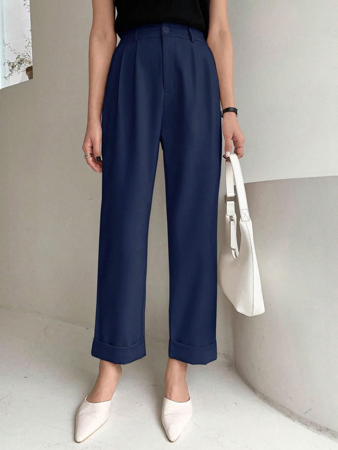 KOTTY Regular Fit Women Dark Blue Trousers 