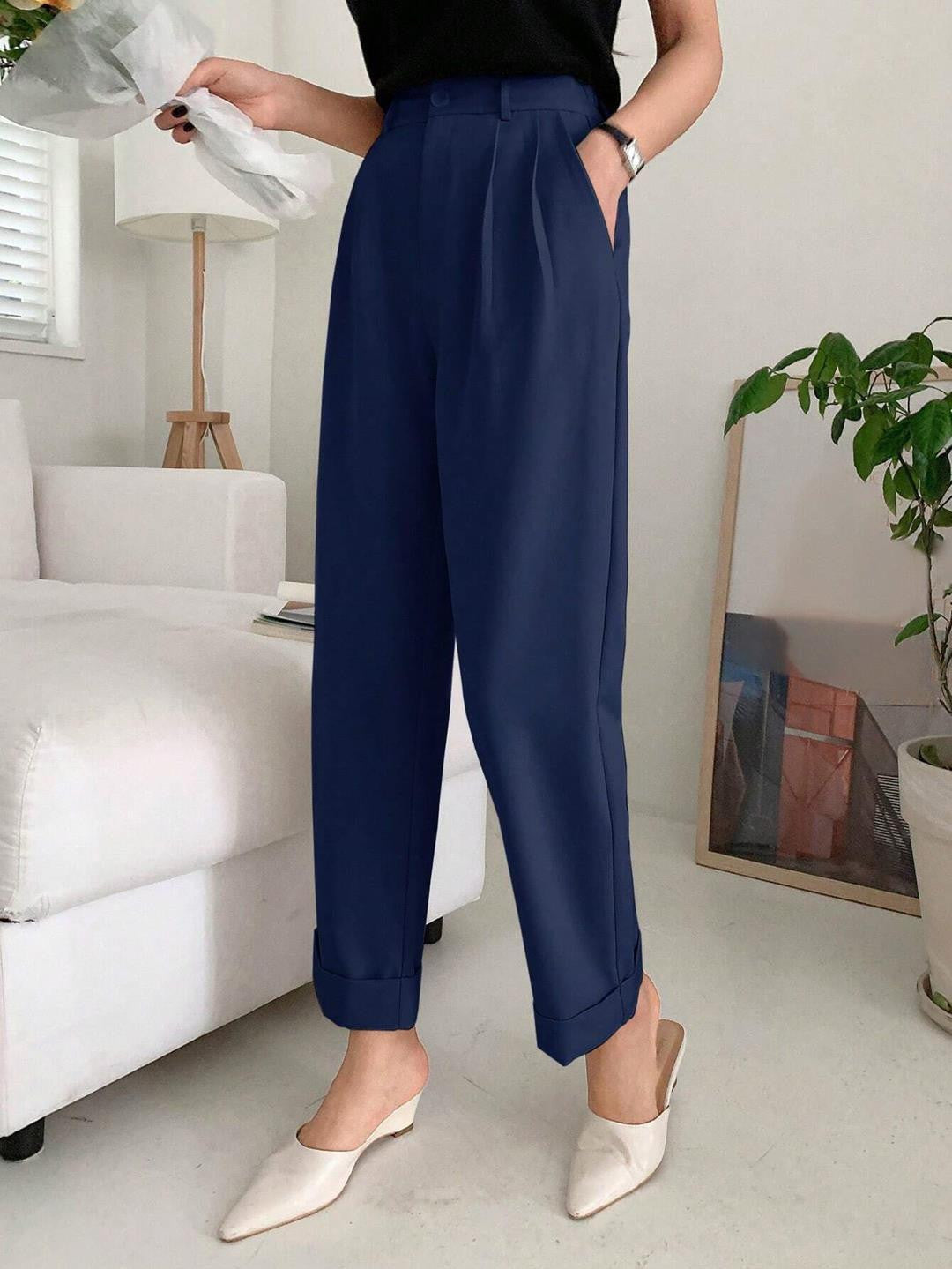 KOTTY Regular Fit Women Dark Blue Trousers 