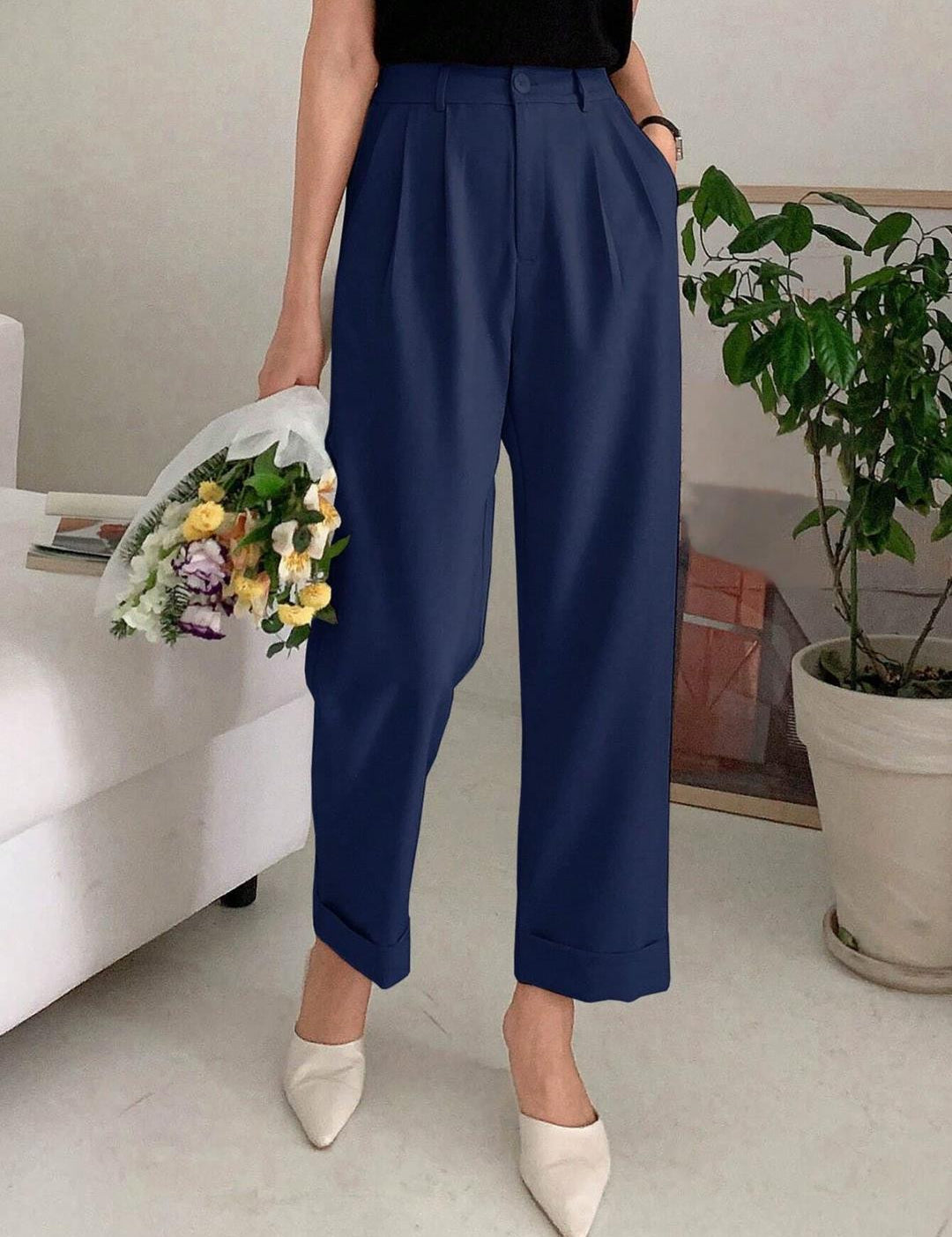 KOTTY Regular Fit Women Dark Blue Trousers 