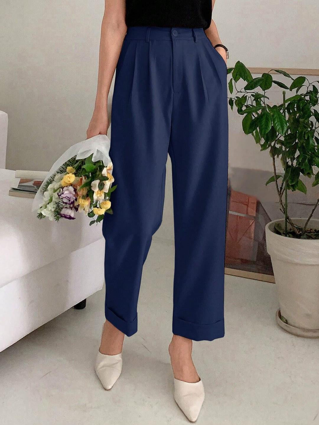 KOTTY Regular Fit Women Dark Blue Trousers 
