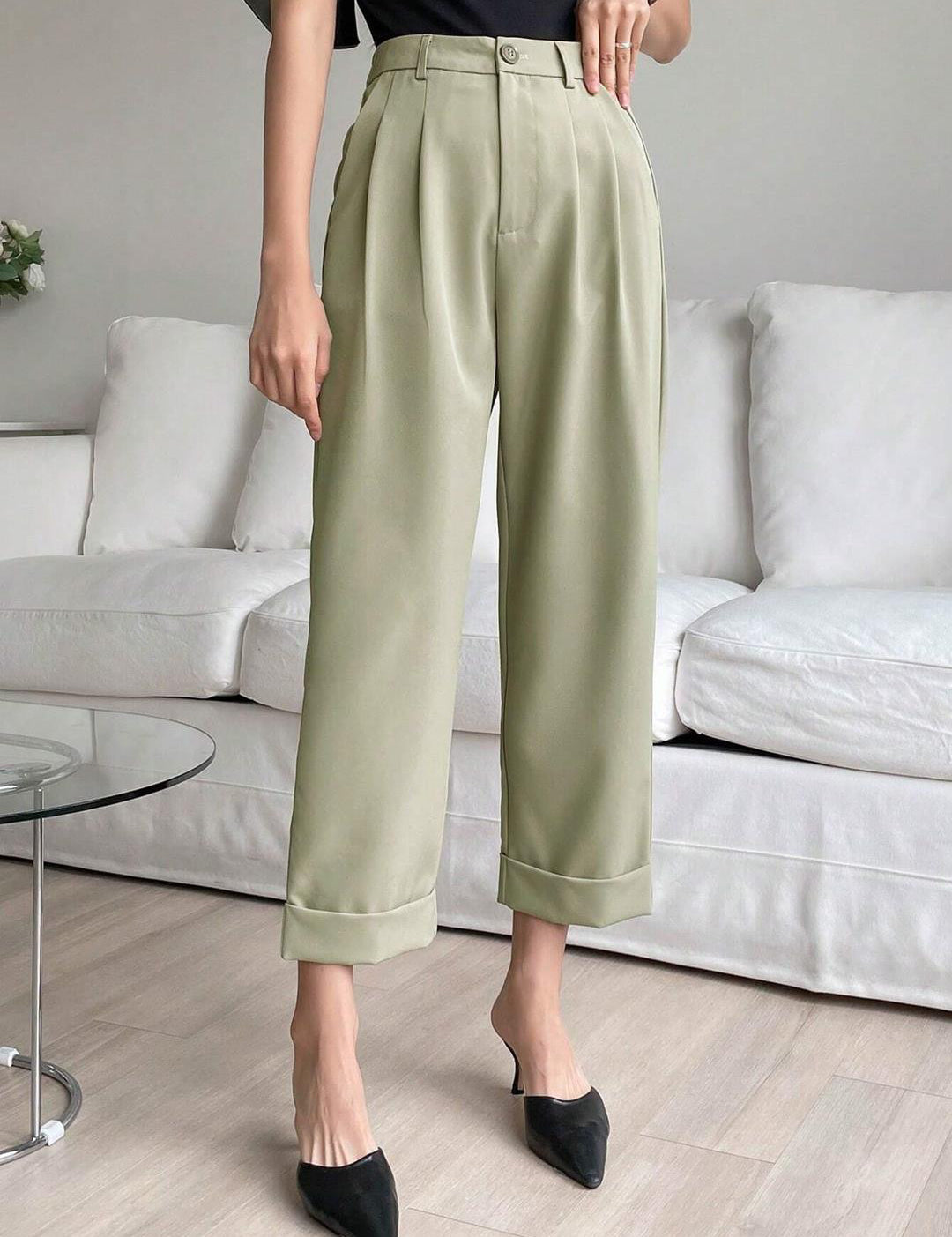 KOTTY Womens Solid Attractive High Rise Pant
