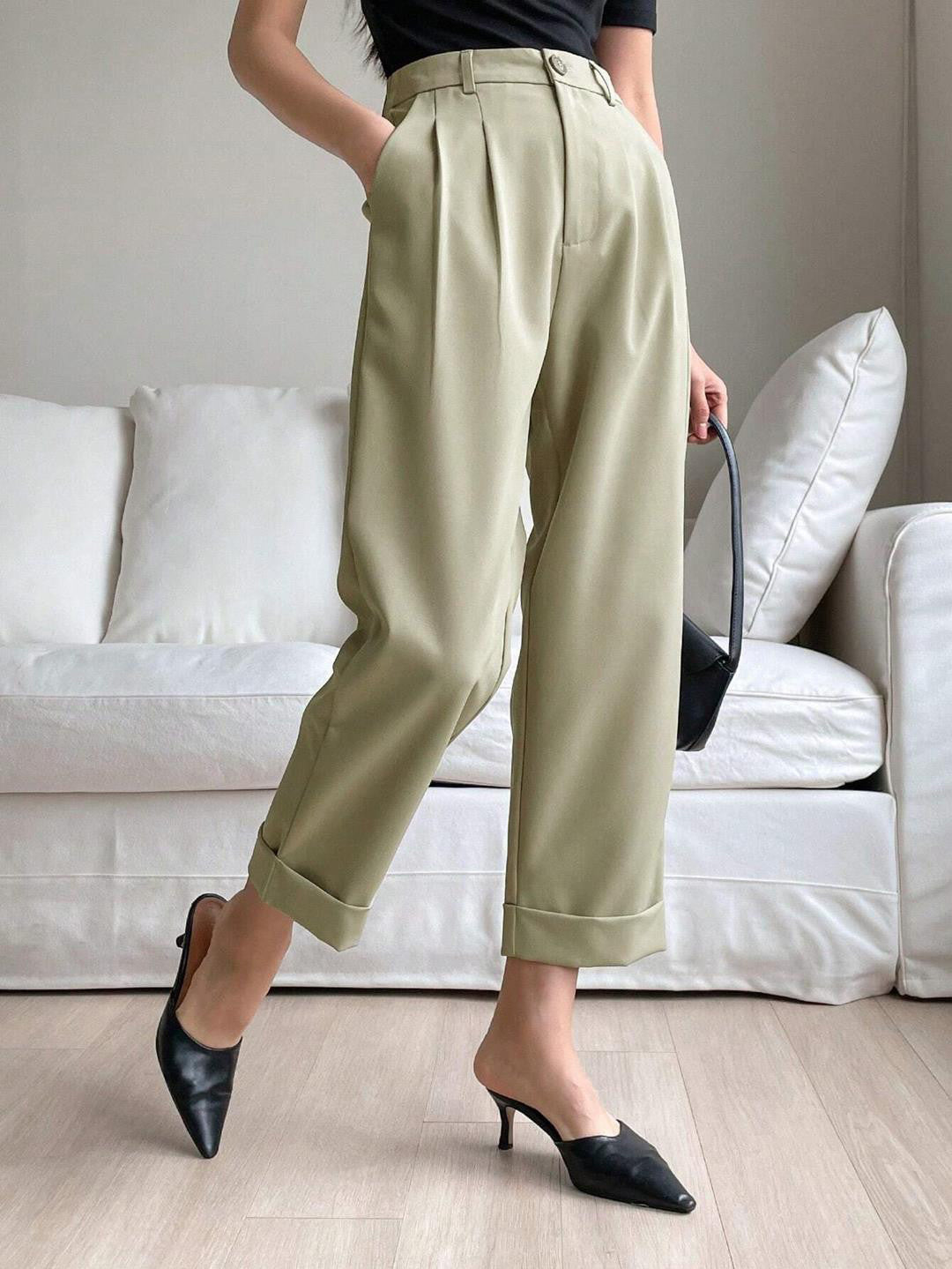 KOTTY Womens Solid Attractive High Rise Pant