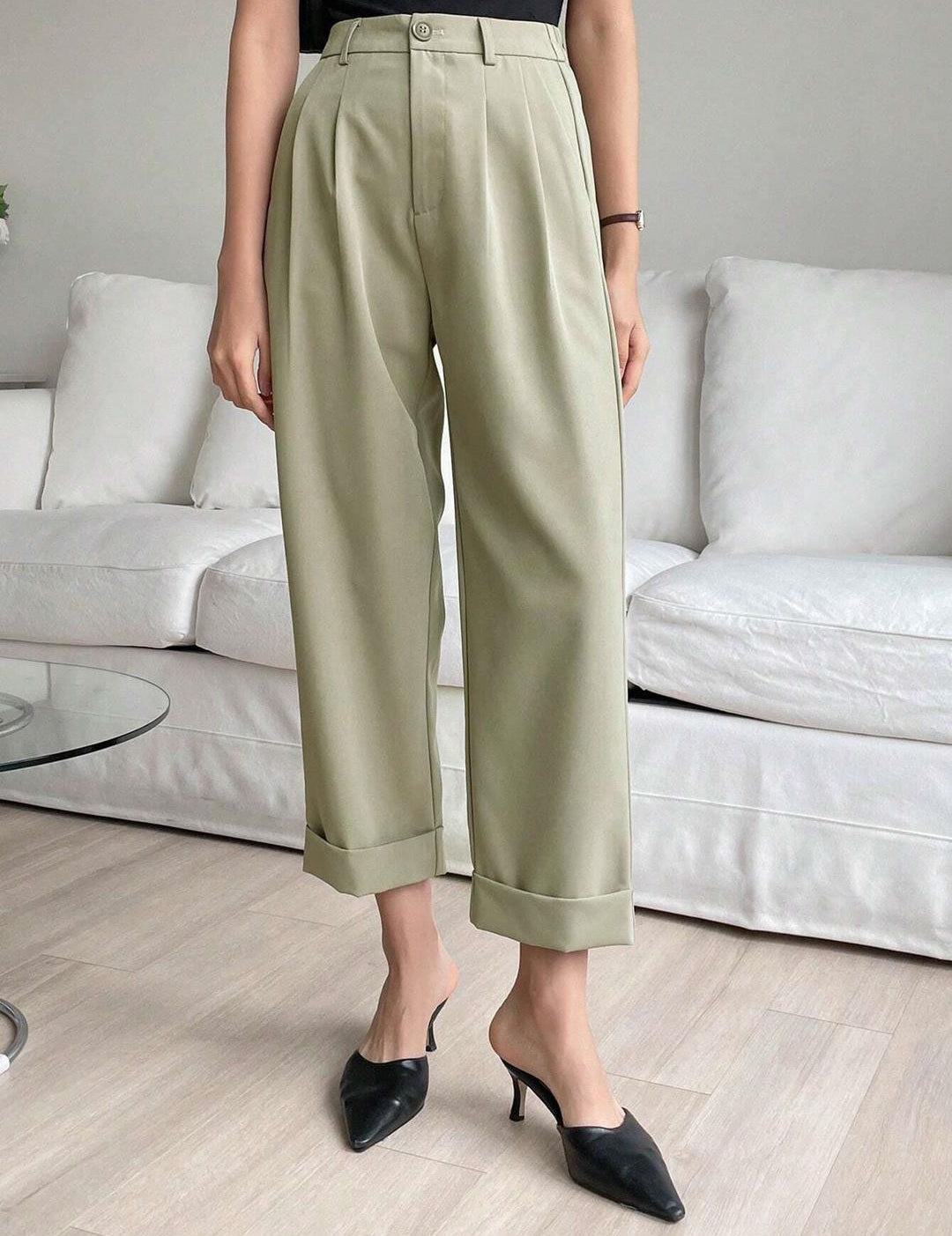 KOTTY Womens Solid Attractive High Rise Pant