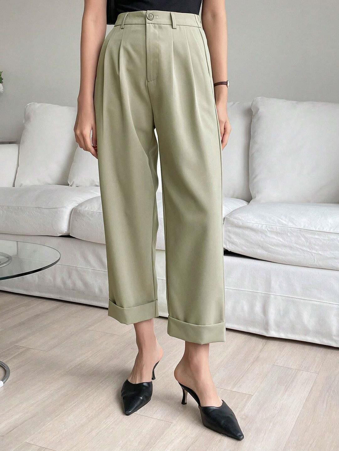 KOTTY Womens Solid Attractive High Rise Pant