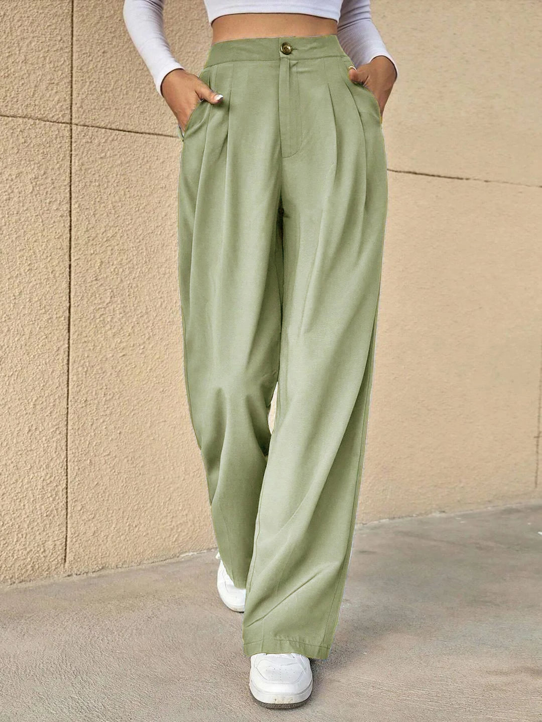 KOTTY Straight Fit Women Light Green Trousers 