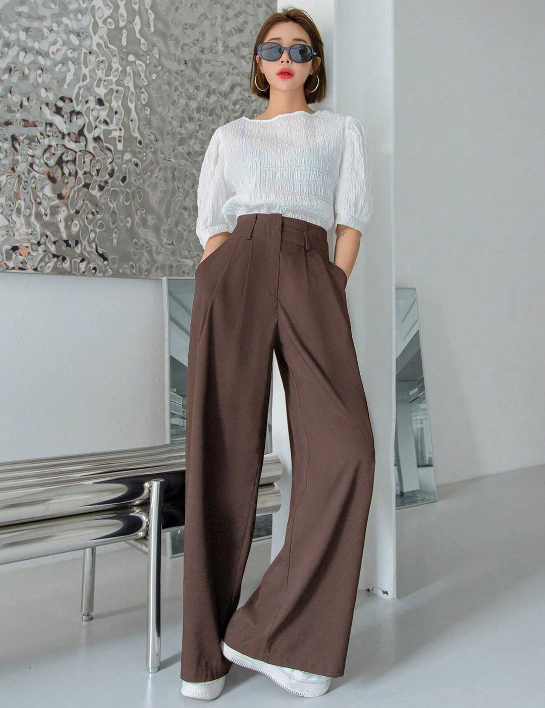 KOTTY Womens Solid Attractive High Rise Pant