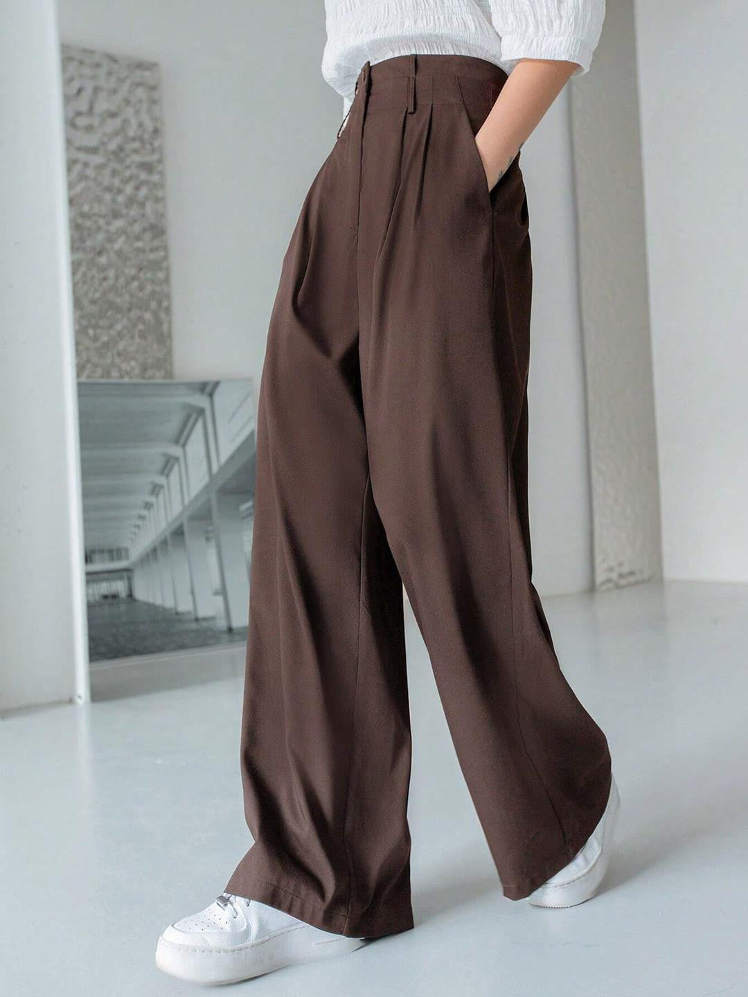 KOTTY Womens Solid Attractive High Rise Pant