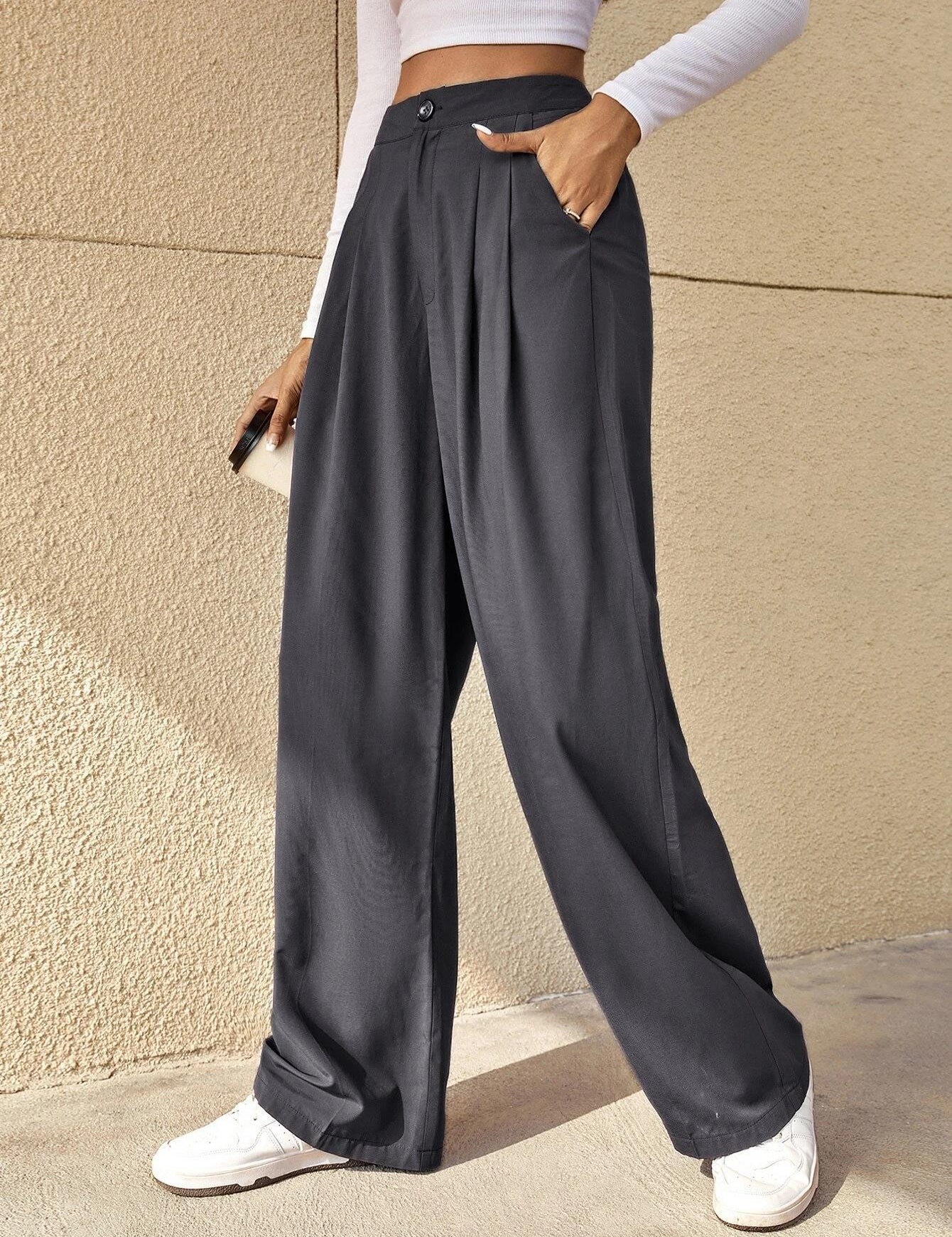 KOTTY Womens Solid Attractive High Rise Pant