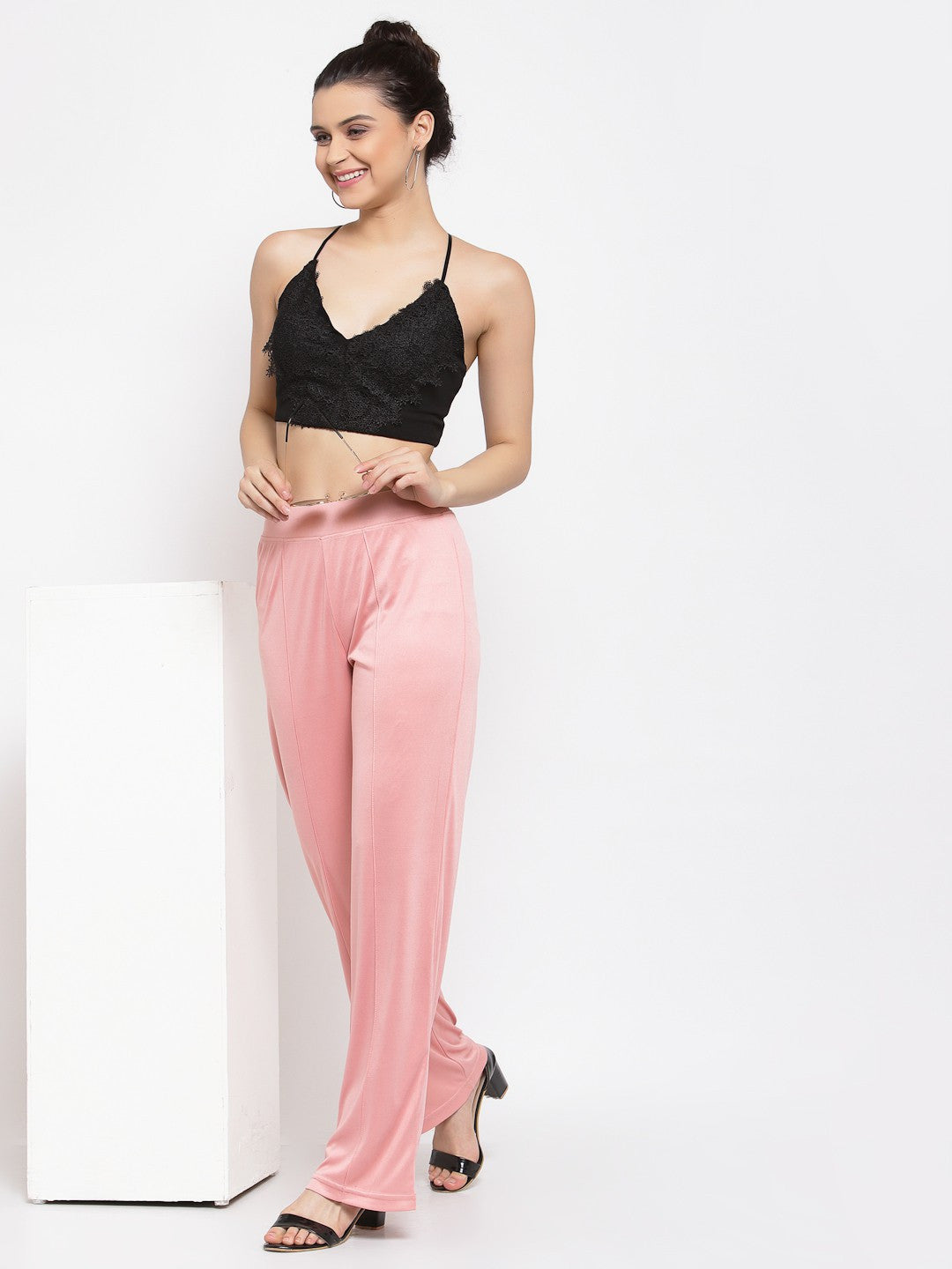 KOTTY Flared Women Pink Trousers 