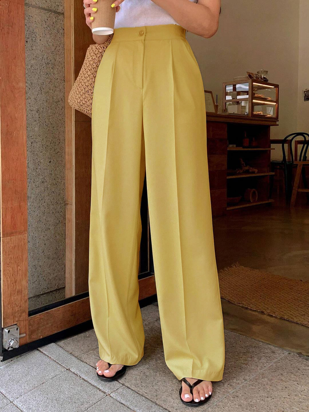 KOTTY Womens Solid Attractive High Rise Pant