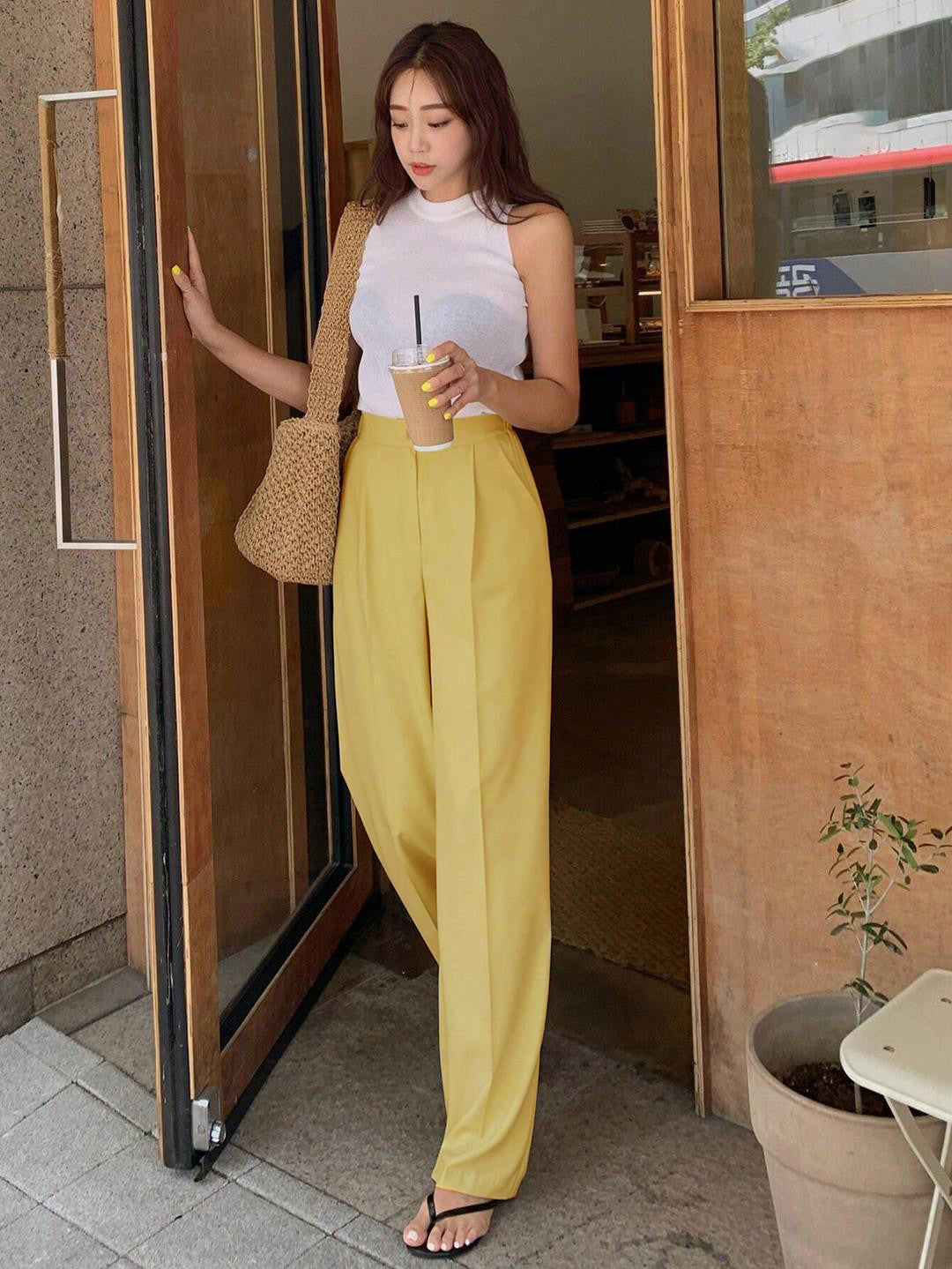 KOTTY Womens Solid Attractive High Rise Pant