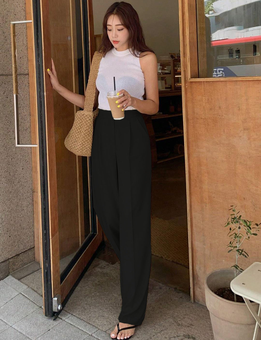 KOTTY Womens Solid Attractive High Rise Pant