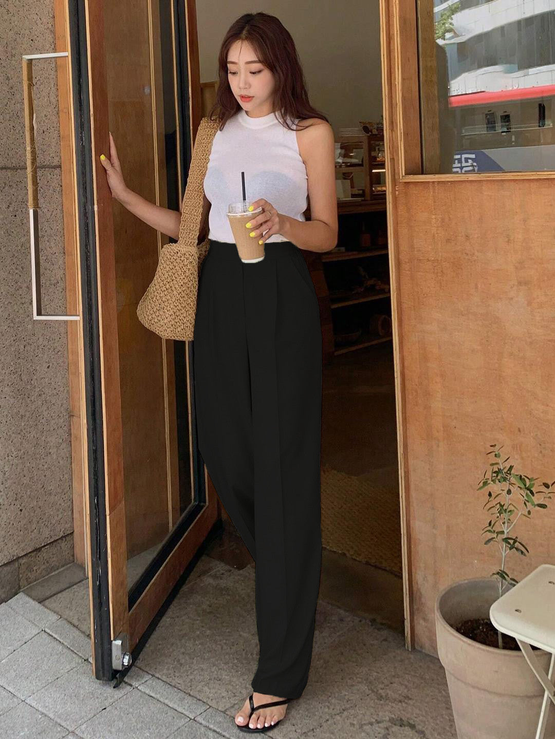 KOTTY Womens Solid Attractive High Rise Pant