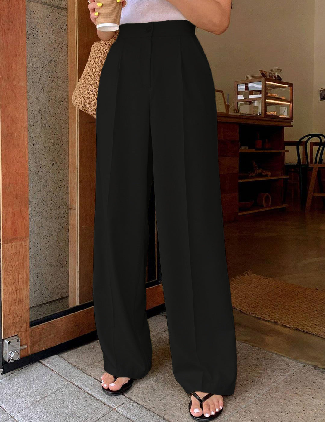 KOTTY Womens Solid Attractive High Rise Pant