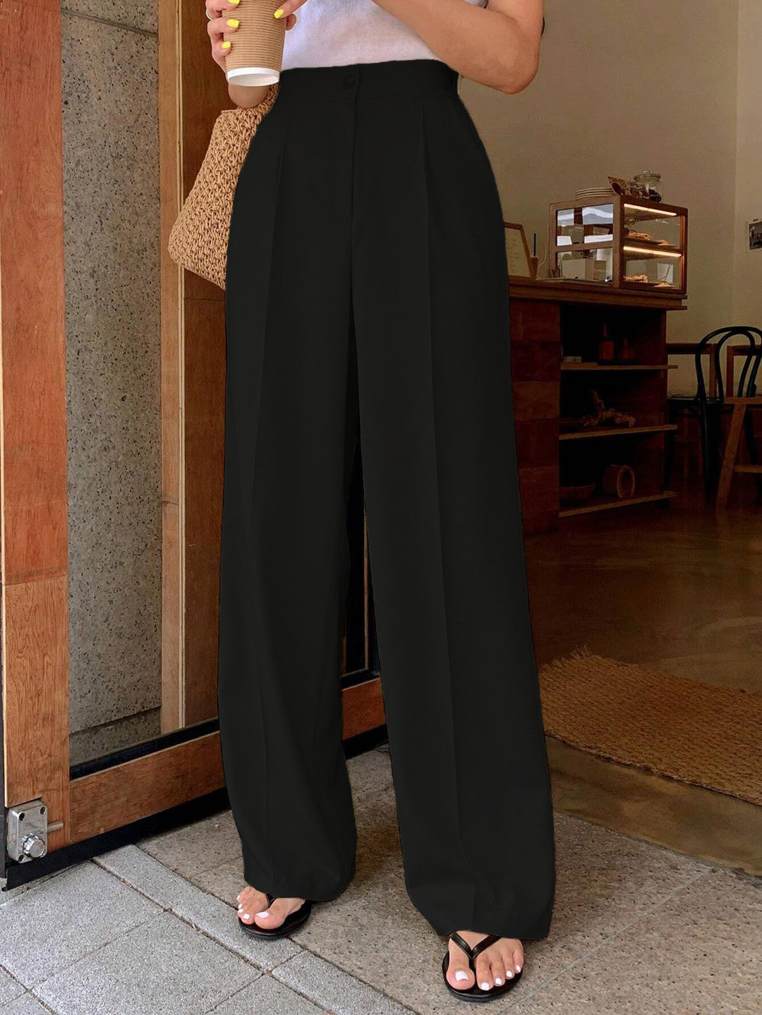 KOTTY Womens Solid Attractive High Rise Pant