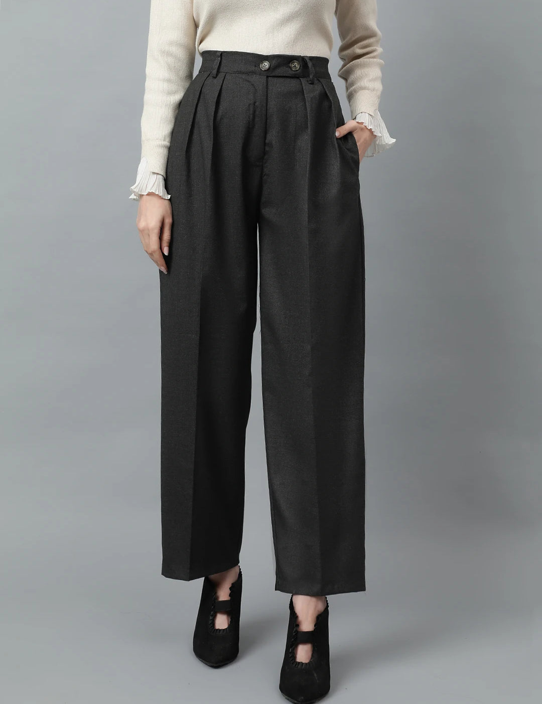 KOTTY Regular Fit Women Grey Trousers 