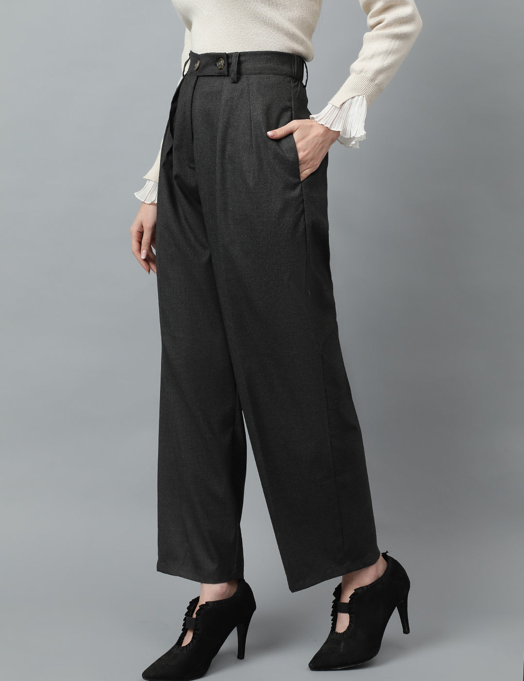 KOTTY Regular Fit Women Grey Trousers 