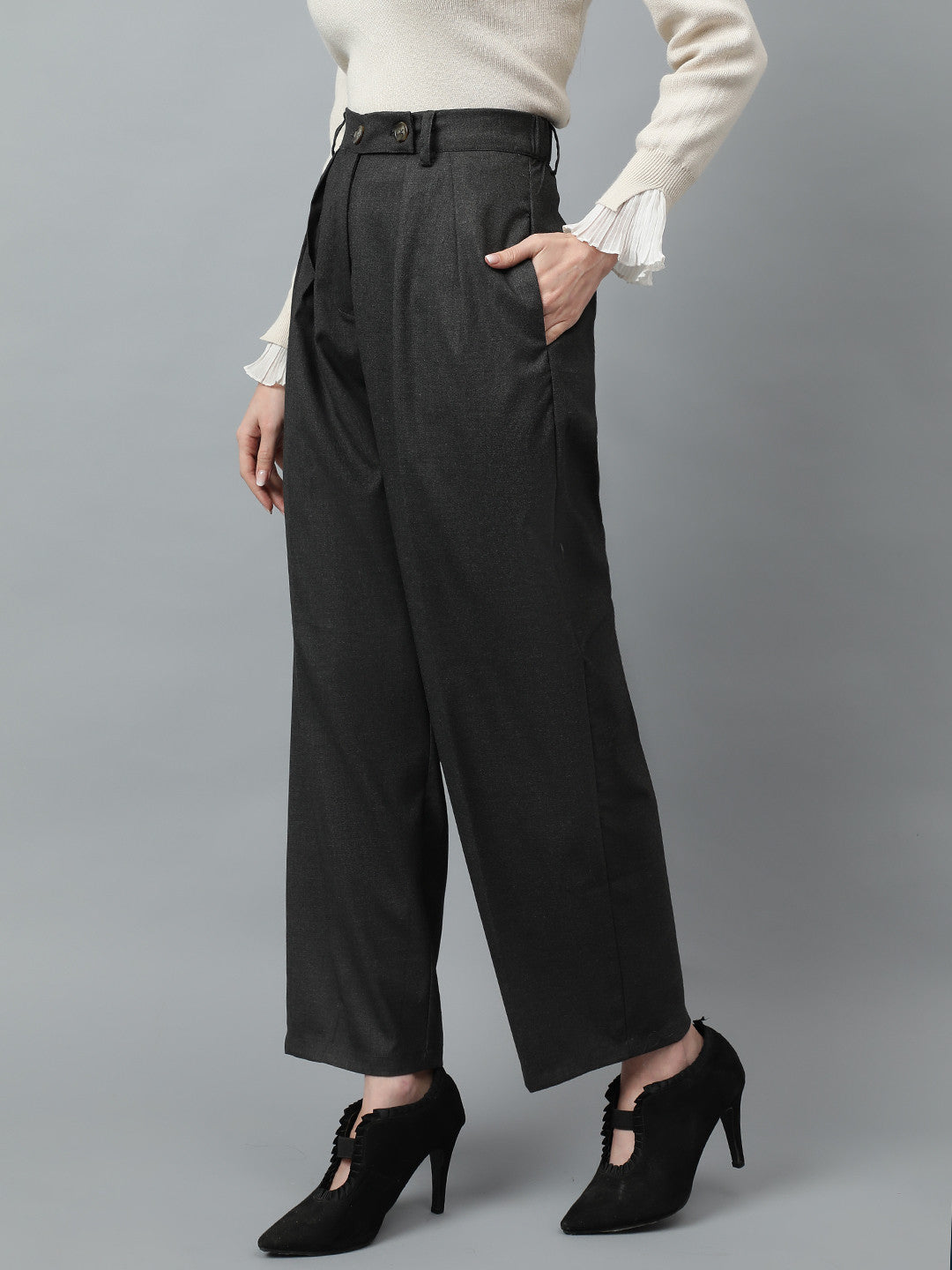 KOTTY Regular Fit Women Grey Trousers 